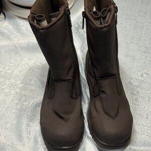 Totes Brown Double Zipper Rain Boots Women's Size 8